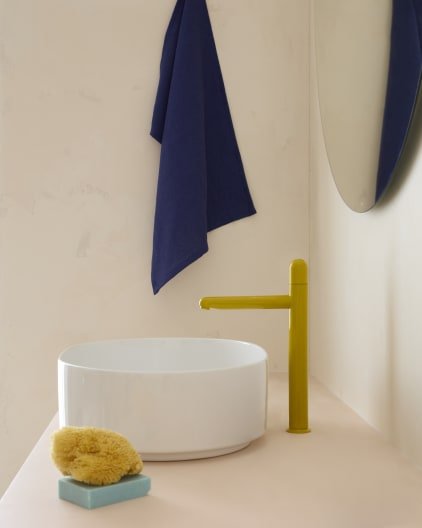 Roca - Mezclador monomando de cuerpo liso y caño alto para lavabo con maneta Dome Amarillo Miel, Nu A5A3X3FP10 - BricoandPool