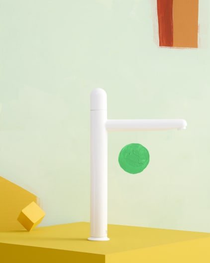 Roca - Mezclador monomando de cuerpo liso y caño alto para lavabo con maneta Dome Blanco, Nu A5A3X3FP30 - BricoandPool