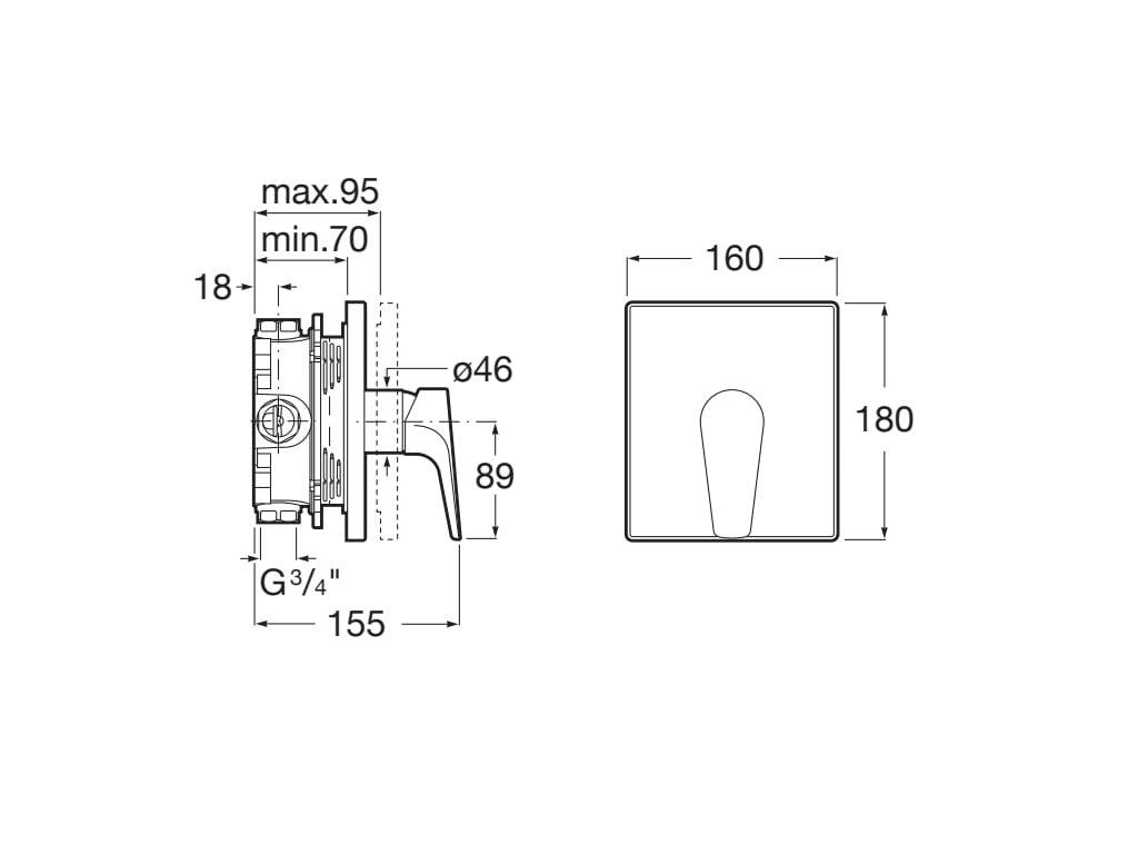 Roca - Mezclador monomando empotrable Atlas A5A2B90C00 - BricoandPool