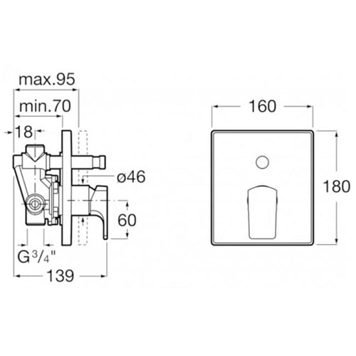 Roca - Mezclador monomando empotrable de 1/2" L90 A5A0B01C00 - BricoandPool