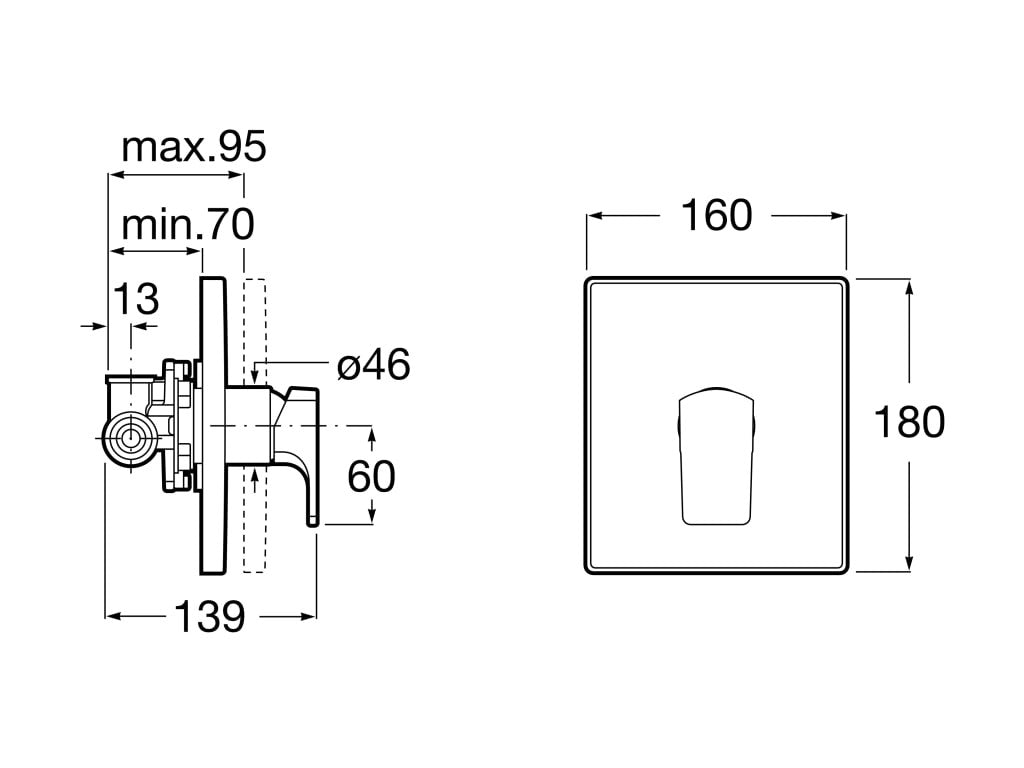 Roca - Mezclador monomando empotrable de 1/2" L90 A5A2B01C00 - BricoandPool