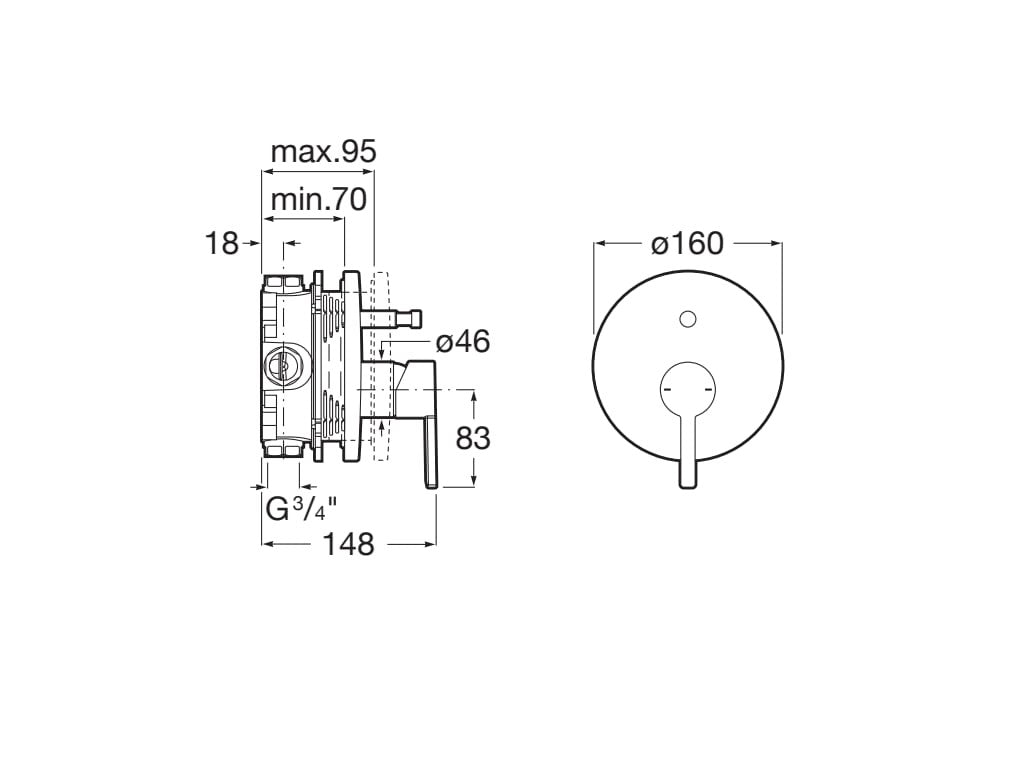 Roca - Mezclador monomando empotrable Naia A5A0B96C00 - BricoandPool
