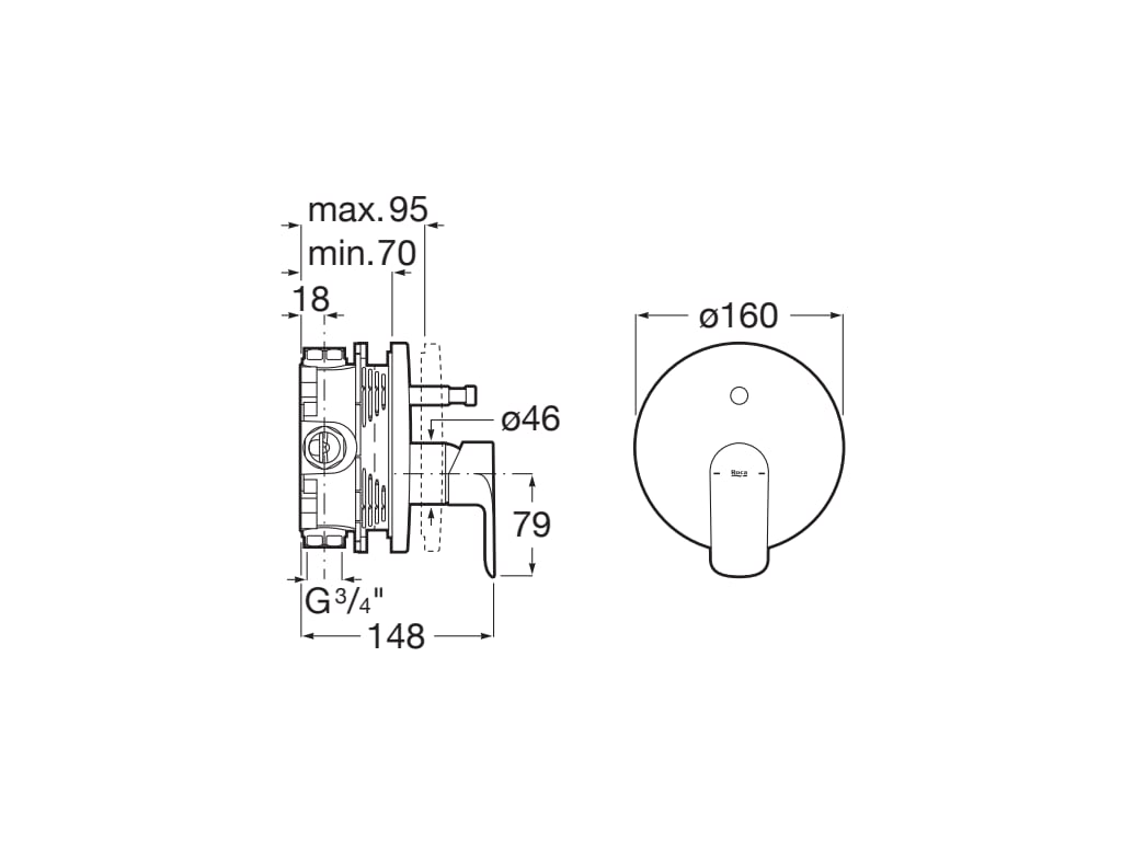 Roca - Mezclador monomando empotrable para baño - ducha con inversor automático Cala Cromado A5A0B6EC00 - BricoandPool