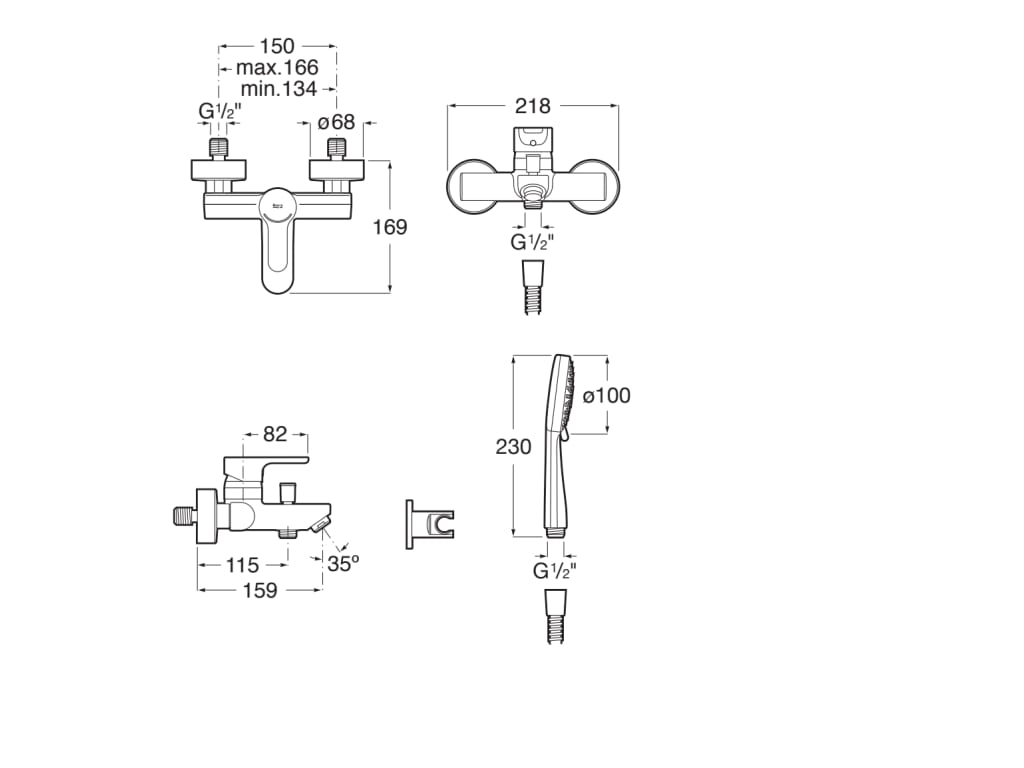 Roca - Mezclador monomando exterior baño - ducha con inversor automático Negro Mate L20 A5A0109NB4 - BricoandPool