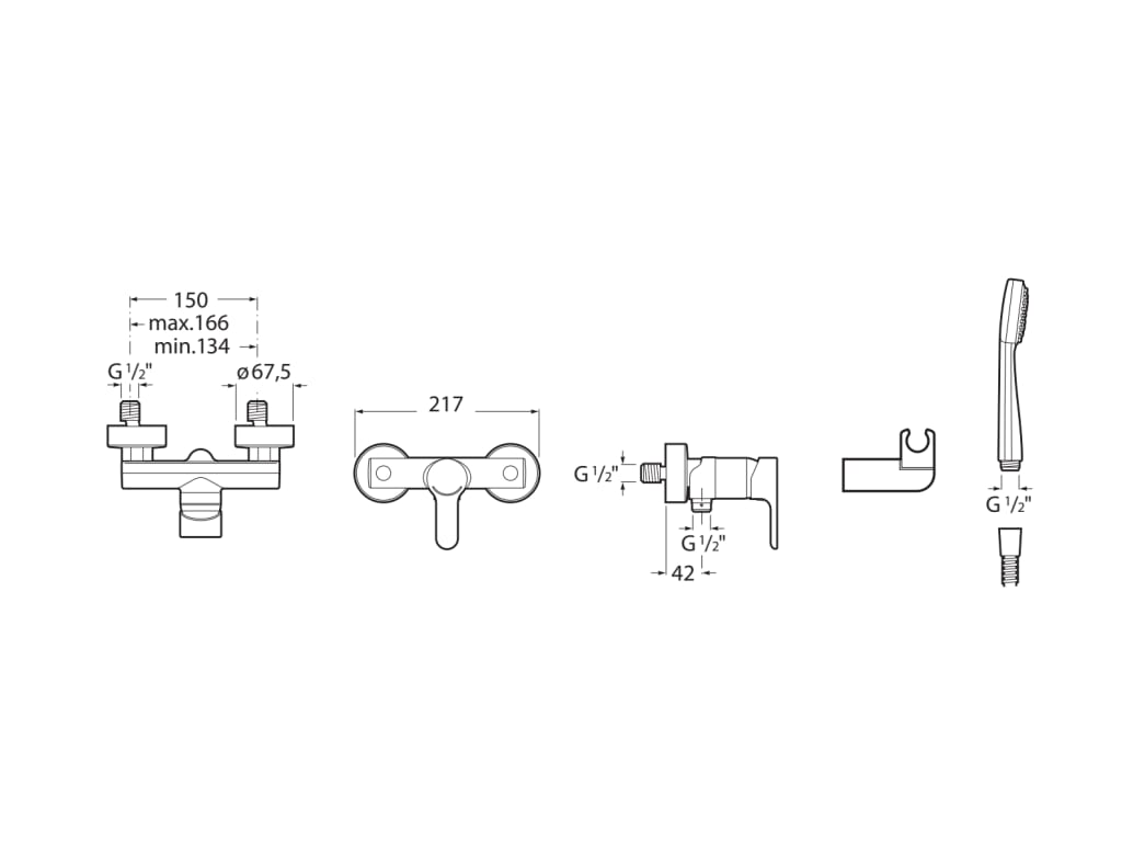 Roca - Mezclador monomando exterior para ducha con ducha de mano, flexible de 1,50 m. y soporte articulado L20 A5A2009C02 - BricoandPool