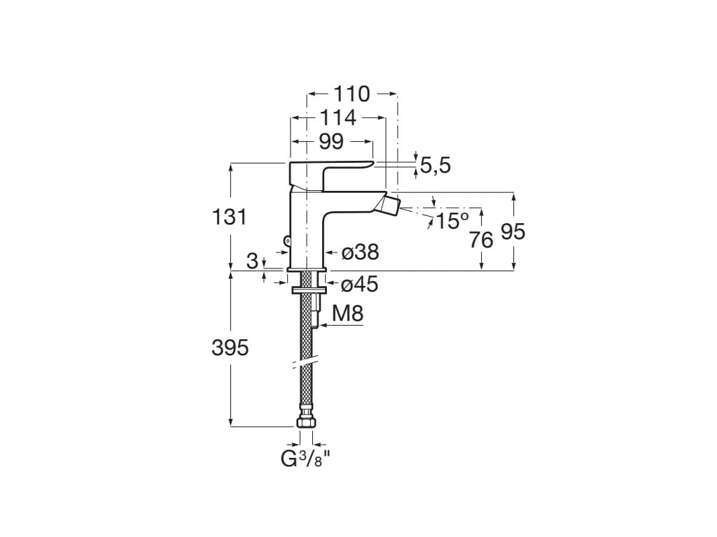 Roca - Mezclador monomando para bidé Cala con enganche para cadenilla A5A616EC00 - BricoandPool