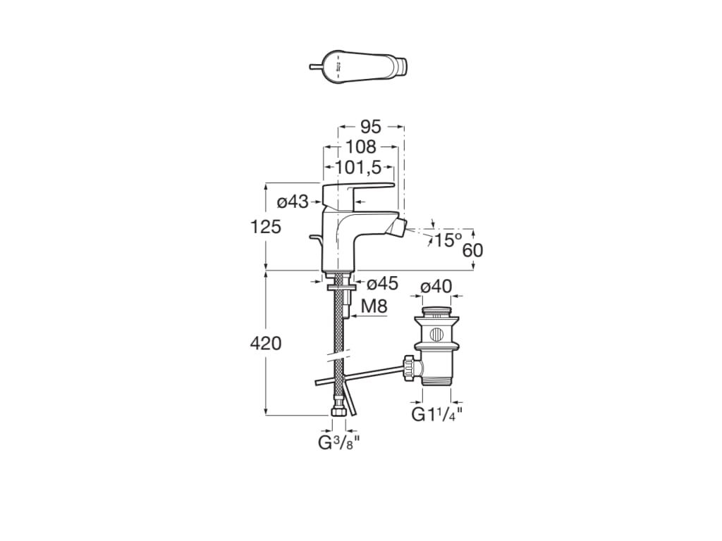 Roca -  Mezclador monomando para bidé con desagüe automático Victoria Plus A5A604FC00 - BricoandPool