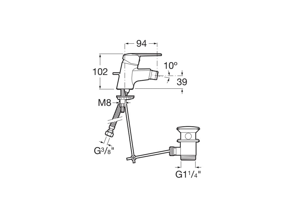 Roca - Mezclador monomando para bidé Victoria con desagüe automático A5A6025C00 - BricoandPool