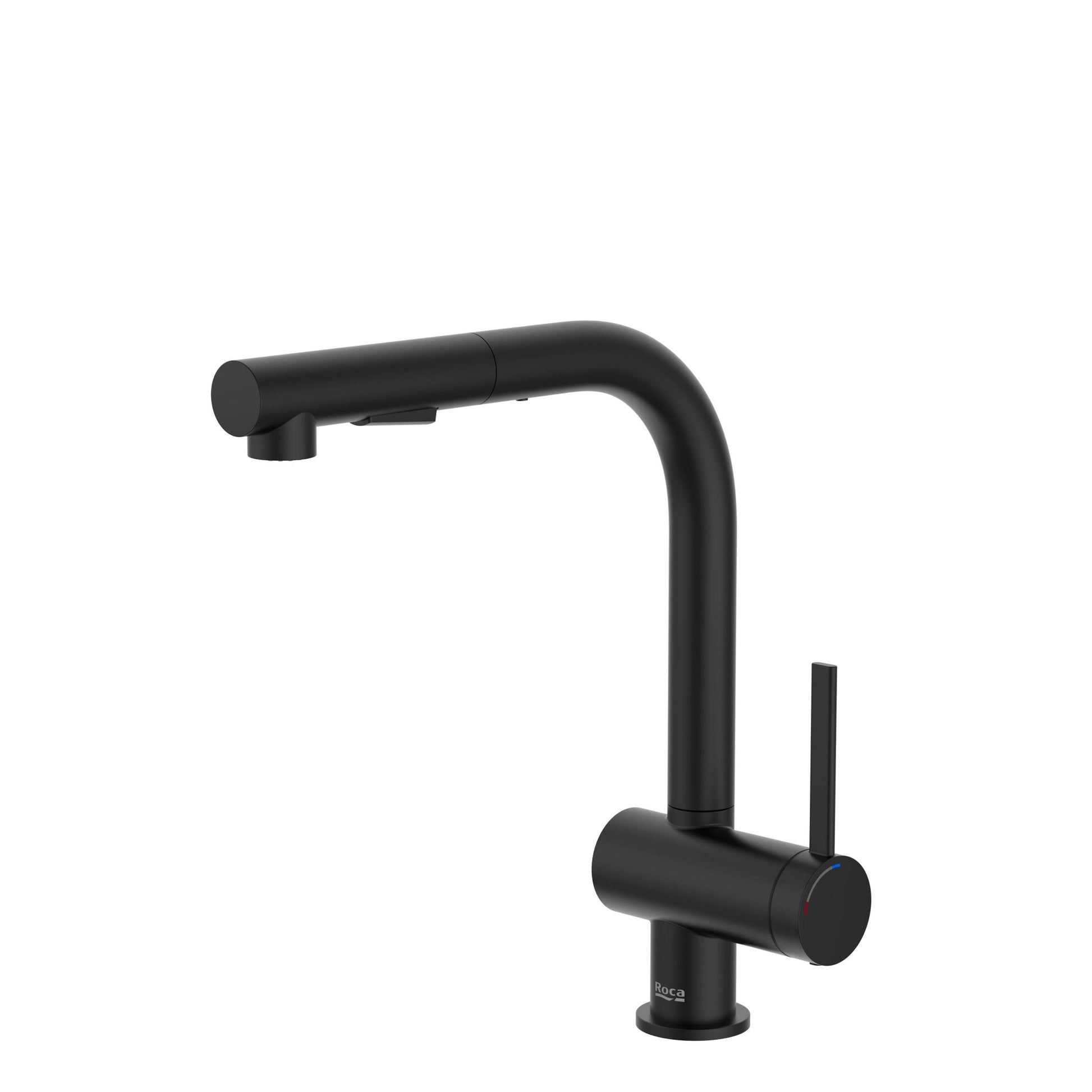 Roca - Mezclador monomando para cocina con caño extraíble giratorio y función ducha para aclarado Ona Negro Mate A5A851FNB0 - BricoandPool