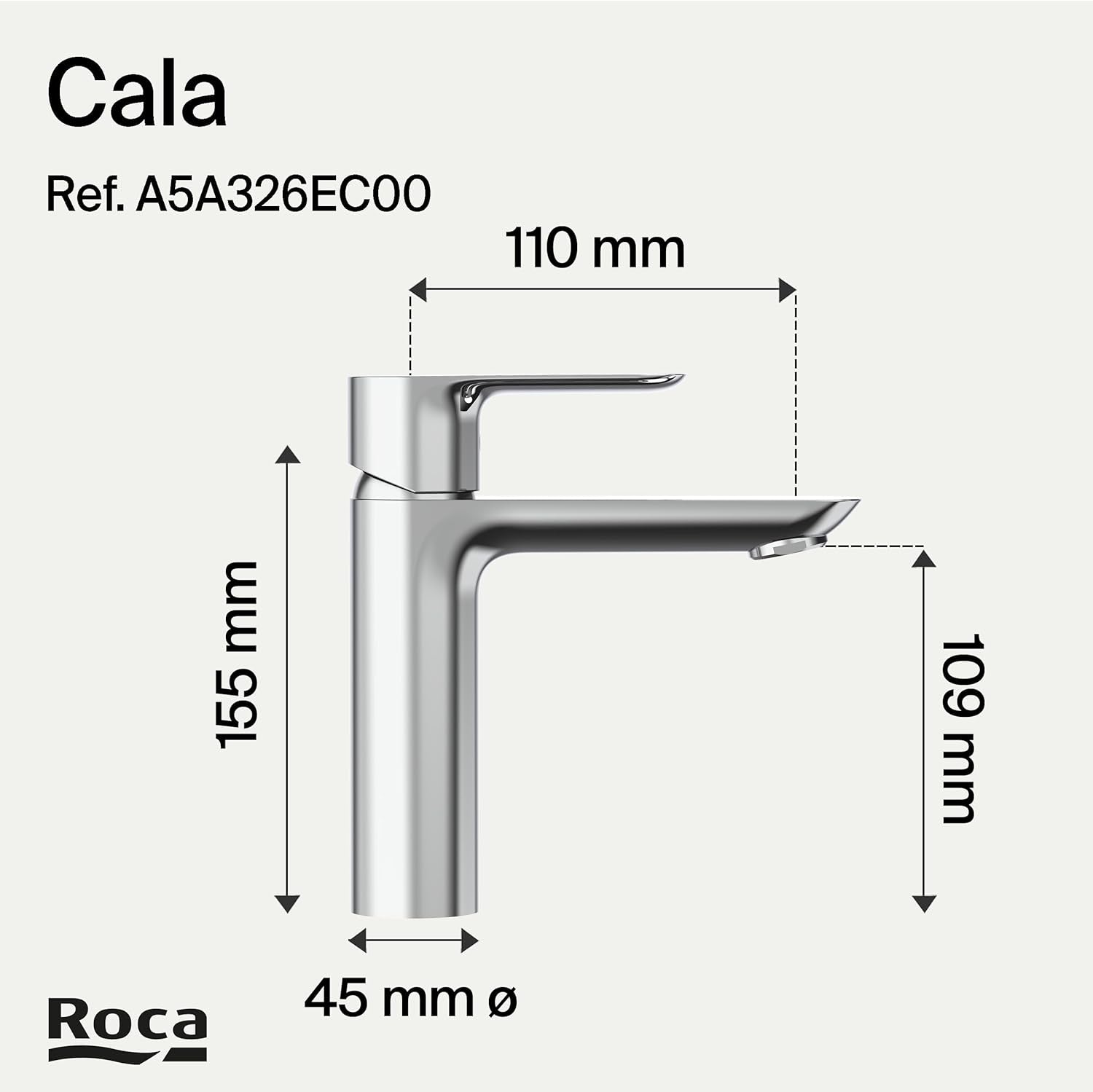 Roca - Mezclador monomando para lavabo Cala A5A326EC00 - BricoandPool