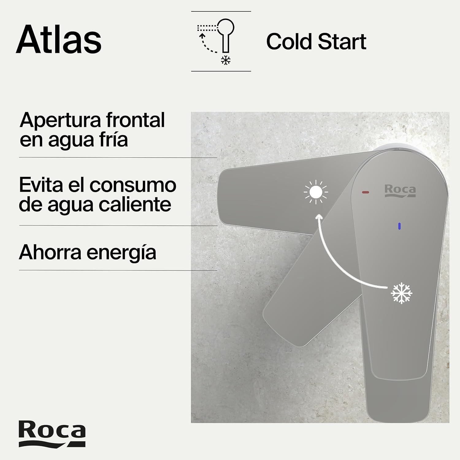 Roca - Mezclador monomando para lavabo con cuerpo liso Atlas A5A3290C00 - BricoandPool