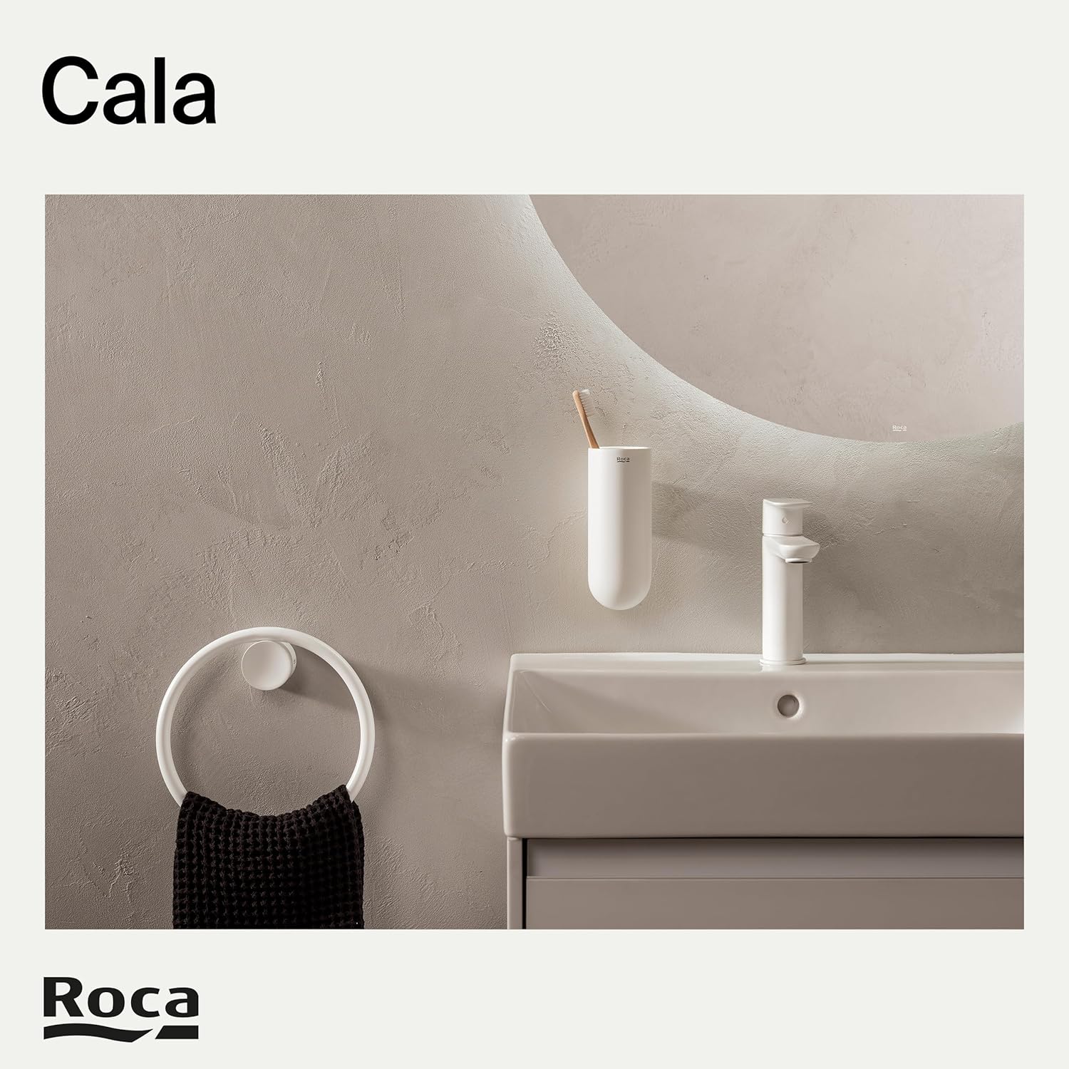 Roca - Mezclador monomando para lavabo con cuerpo liso Blanco Mate Cala A5A326EB00 - BricoandPool