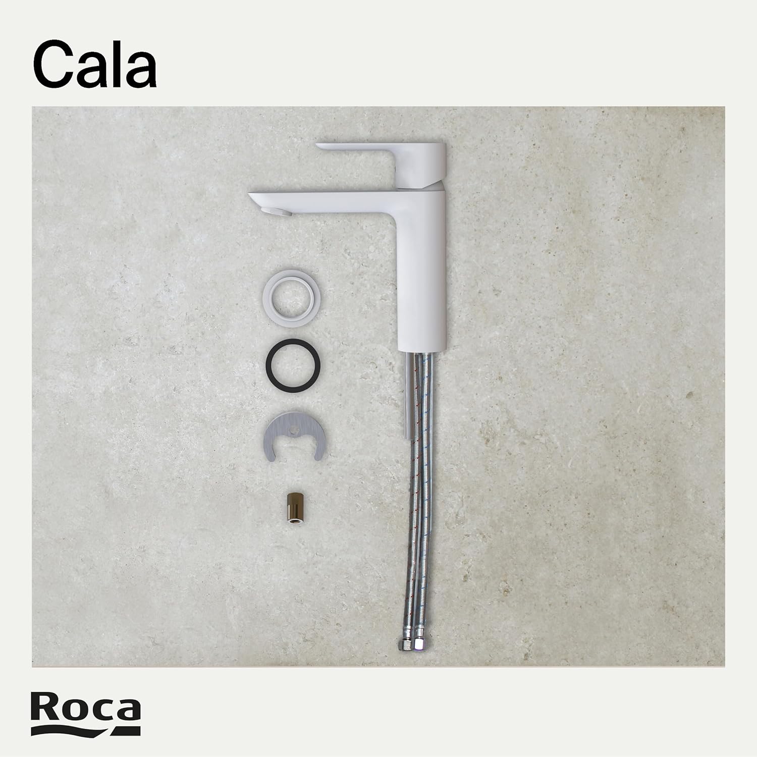 Roca - Mezclador monomando para lavabo con cuerpo liso Blanco Mate Cala A5A326EB00 - BricoandPool
