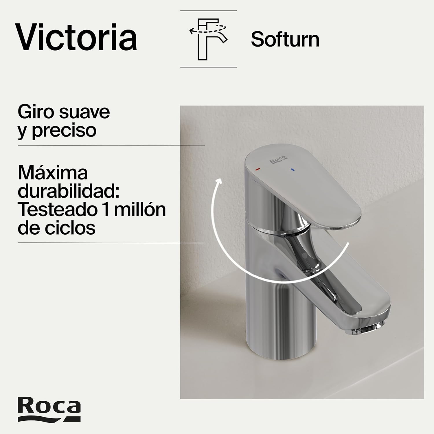 Roca - Mezclador monomando para lavabo con cuerpo liso Victoria Plus A5A324FC00 - BricoandPool