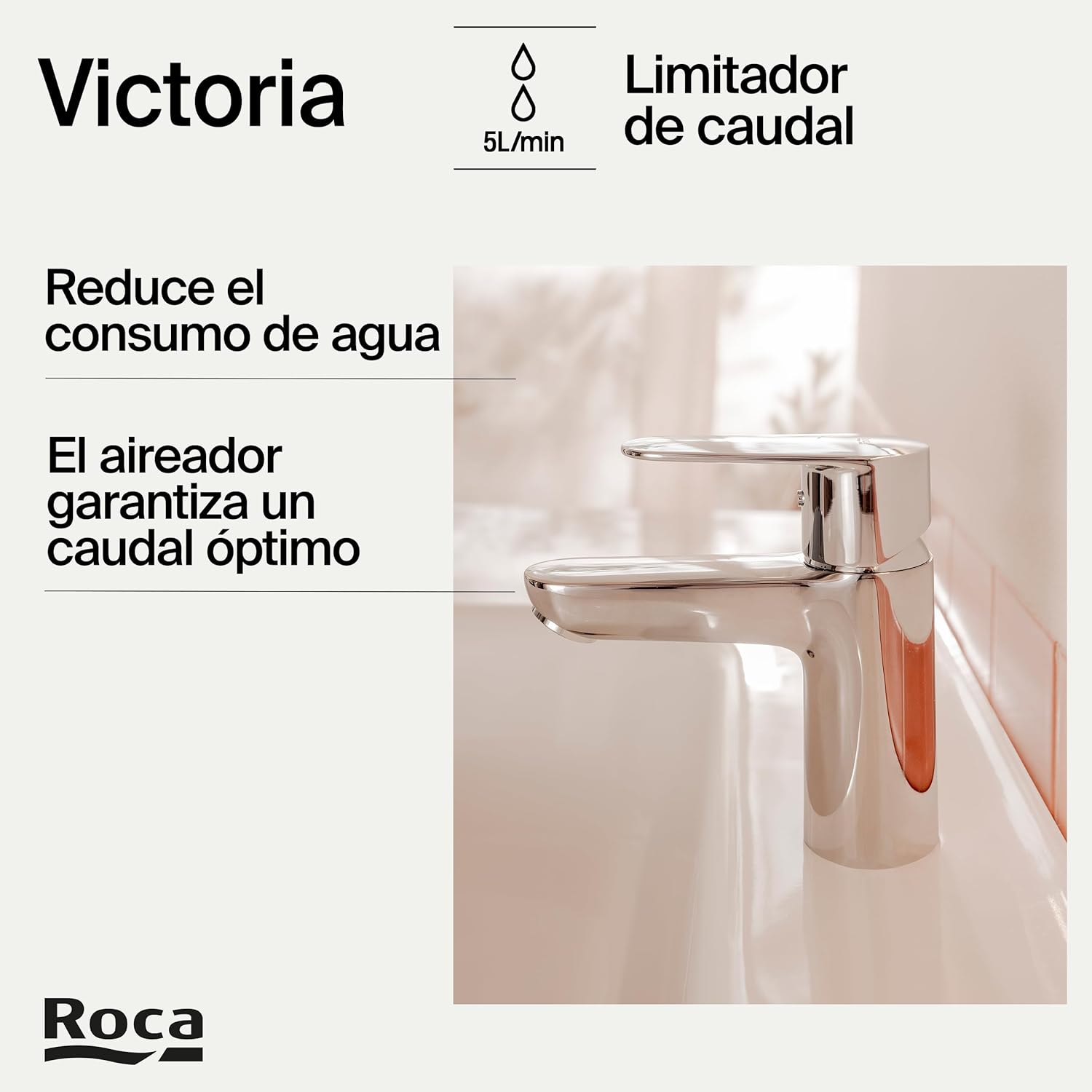 Roca - Mezclador monomando para lavabo con cuerpo liso Victoria Plus A5A324FC00 - BricoandPool