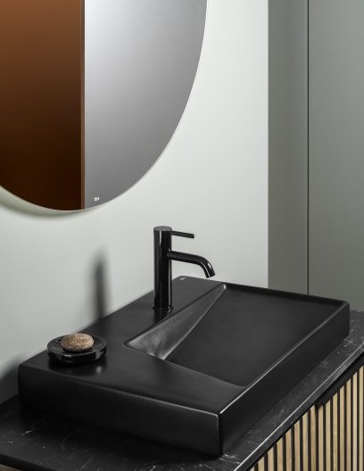 Roca - Mezclador monomando para lavabo con desagüe click - clack y cuerpo liso Ona, Negro Titanio A5A3A9ECN0 - BricoandPool