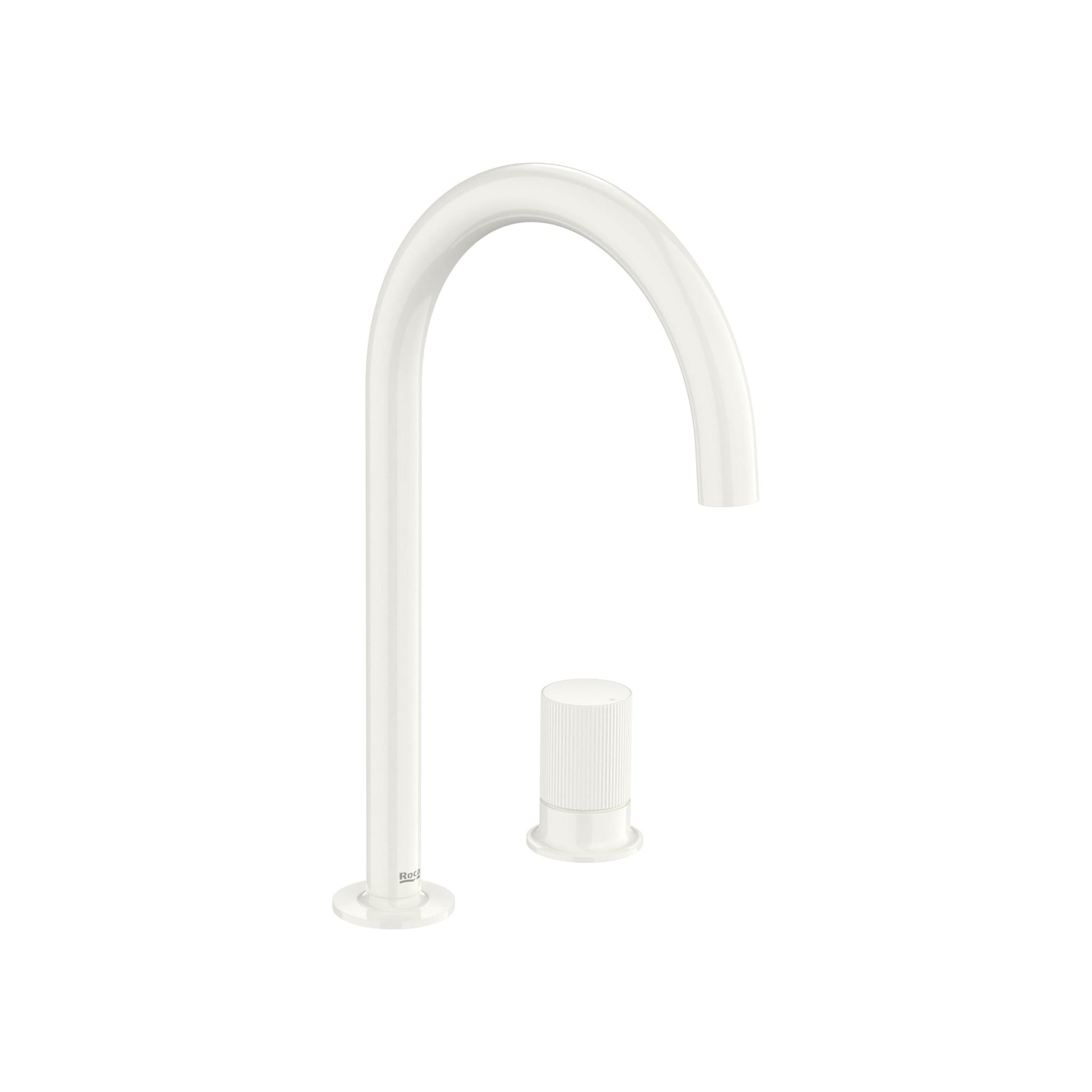 Roca - Mezclador monomando para lavabo con maneta de repisa Stripes Blanco, Nu. - BricoandPool