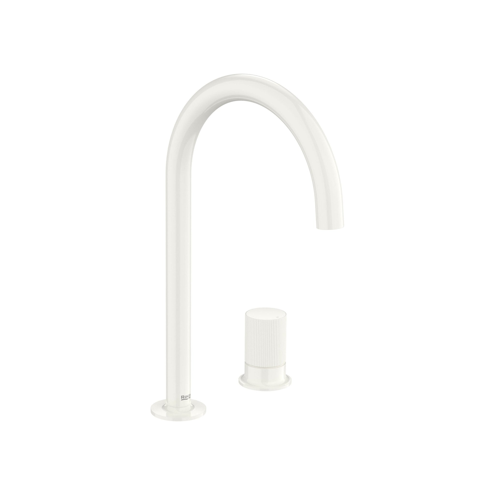 Roca - Mezclador monomando para lavabo con maneta de repisa Stripes Blanco, Nu. - BricoandPool