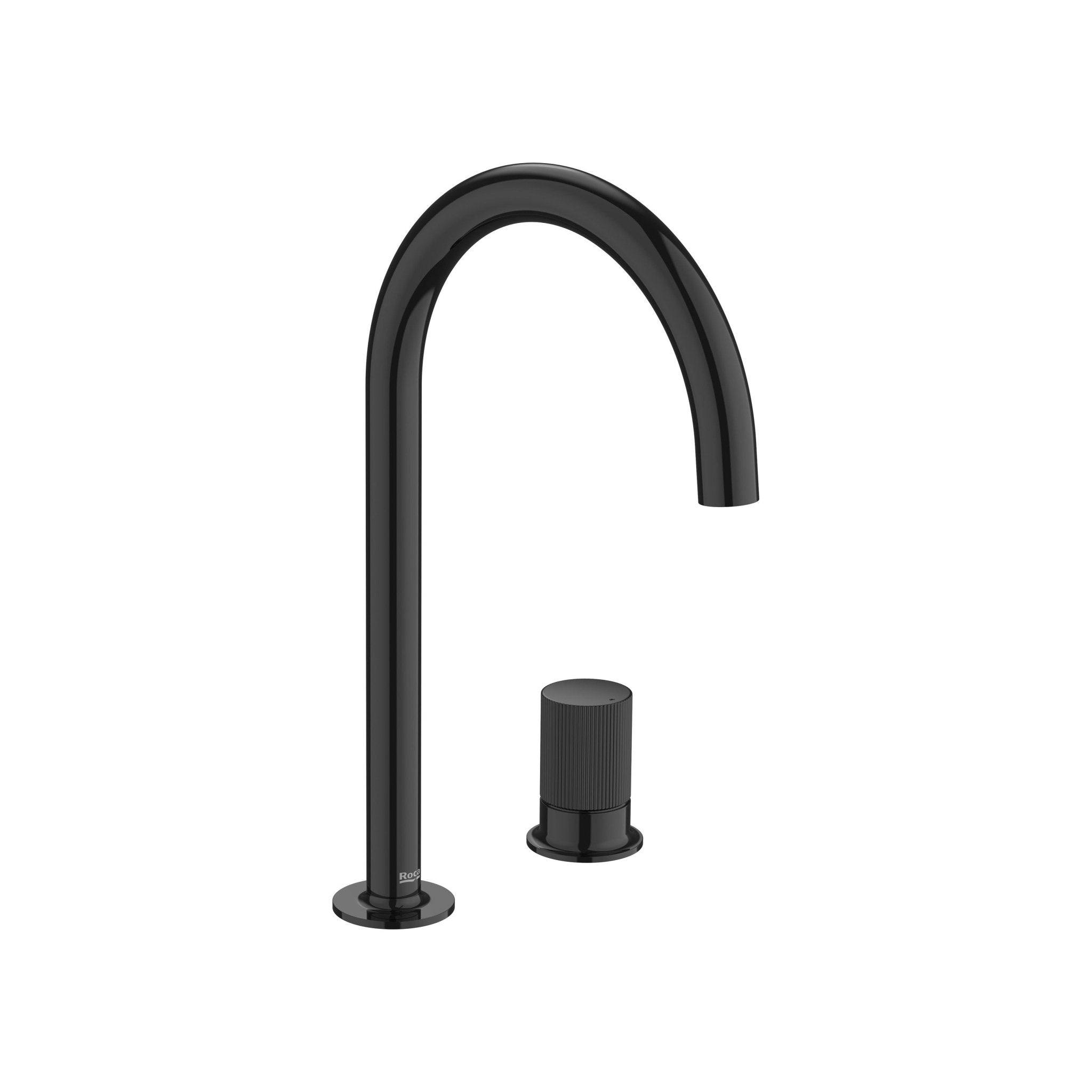 Roca - Mezclador monomando para lavabo con maneta de repisa Stripes Negro Titanio, Nu. - BricoandPool