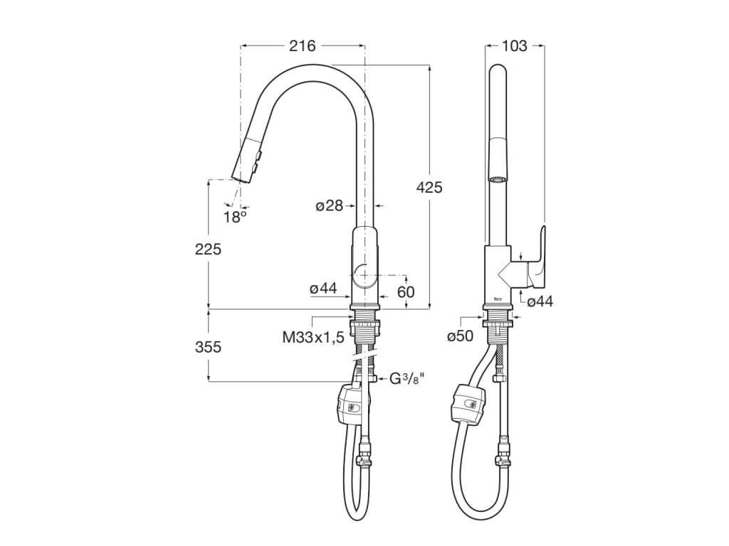 Roca - Mezclador para cocina con caño giratorio Cala Cromado A5A816EC00 - BricoandPool