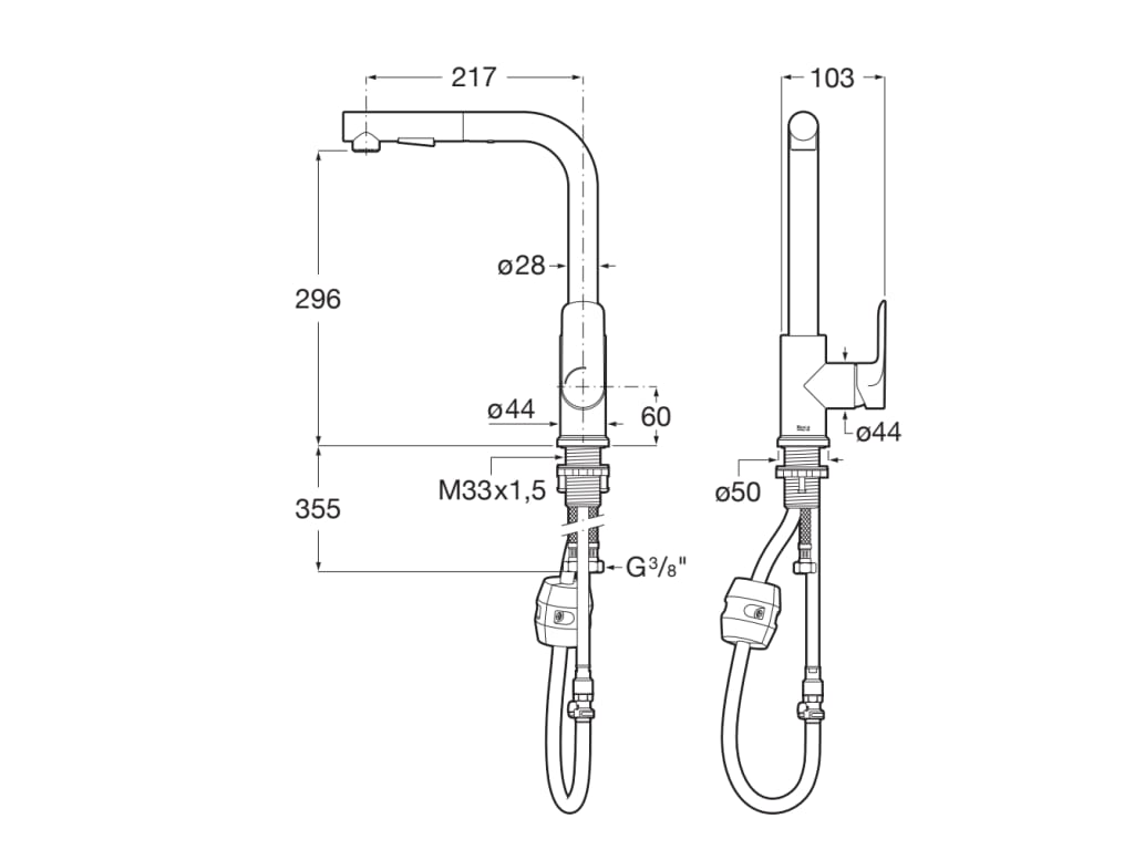 Roca - Mezclador para cocina con caño giratorio Cromado Cala A5A856EC00 - BricoandPool