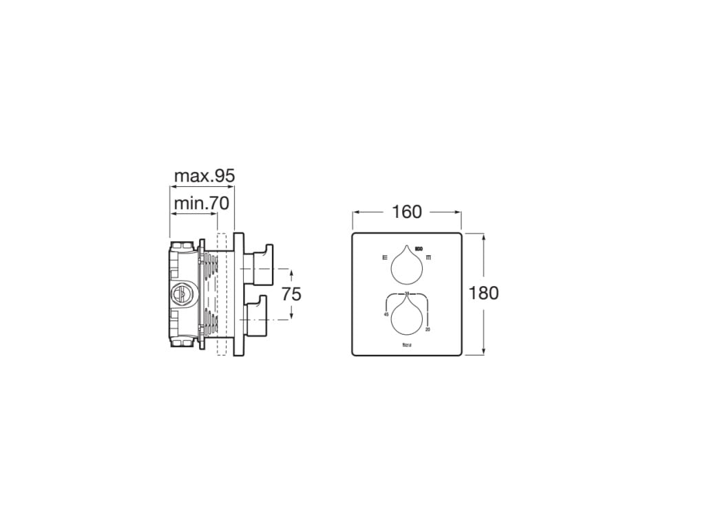 Roca - Mezclador termostático empotrable baño - ducha Insignia A5A0C3AC00 - BricoandPool