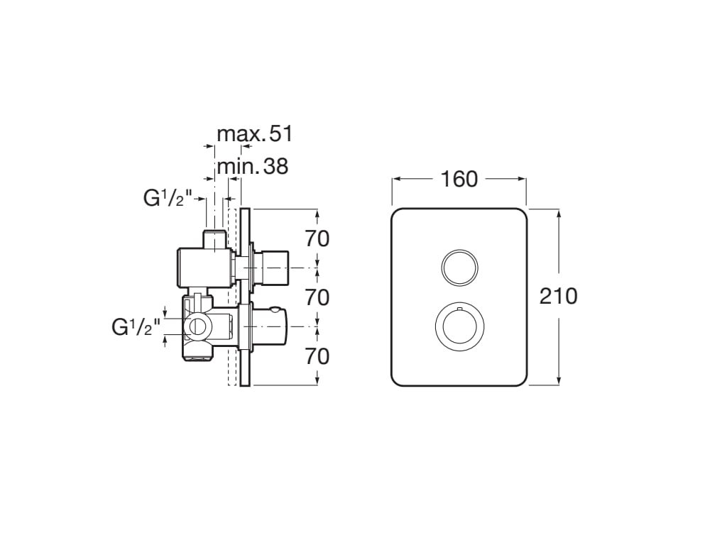 Roca - Mezclador termostático empotrable para ducha Avant A5A0679C00 - BricoandPool