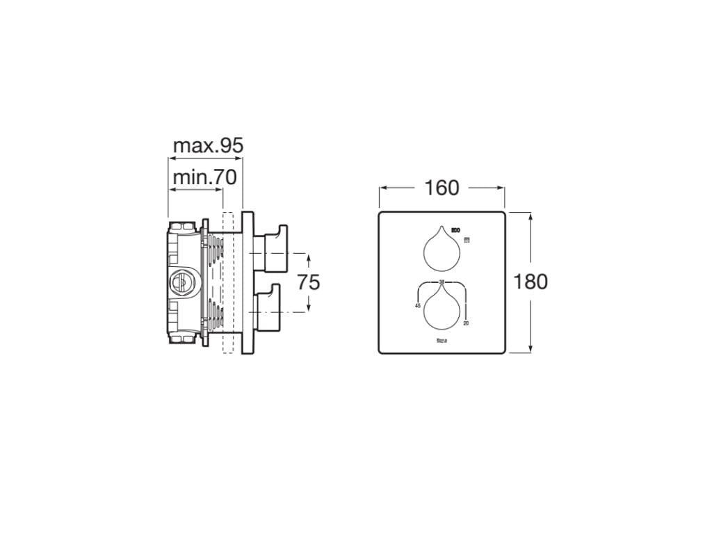 Roca - Mezclador termostático empotrable para ducha Insignia A5A2C3ACN0 - BricoandPool