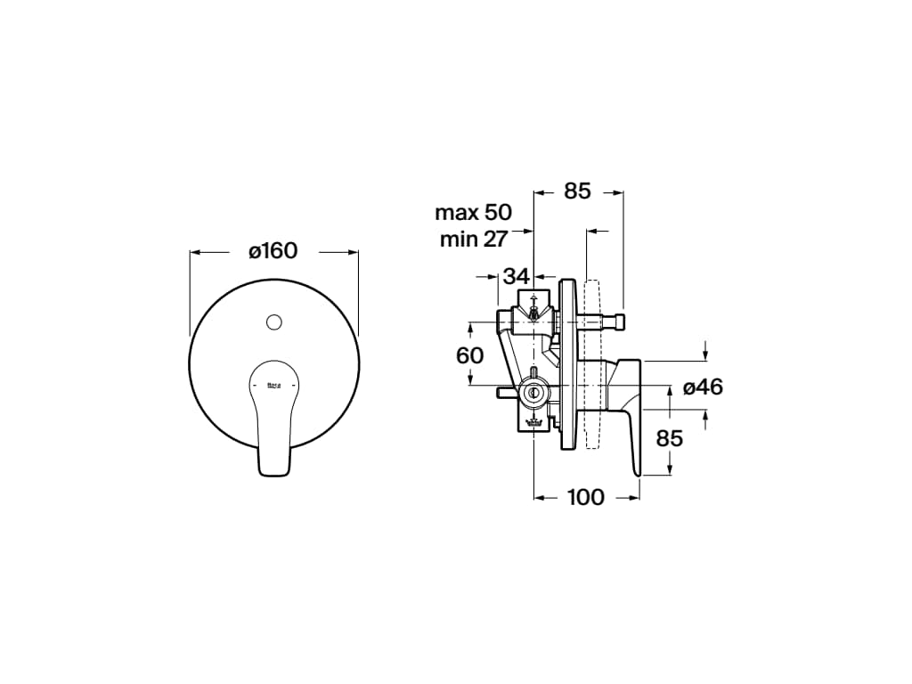 Roca - Monodin grifería empotrable para baño - ducha (2 vías) con inversor automático, cromado A5A068GC00. - BricoandPool