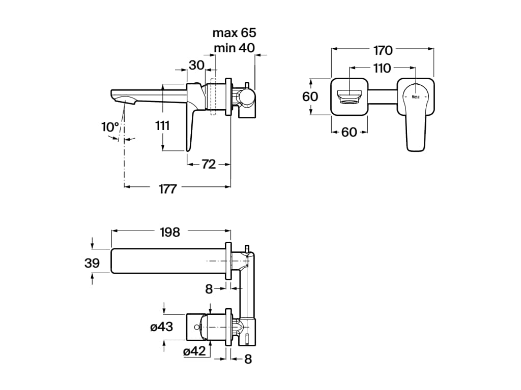 Roca - Monodin grifería empotrable para lavabo, negro mate A5A358GNB0. - BricoandPool
