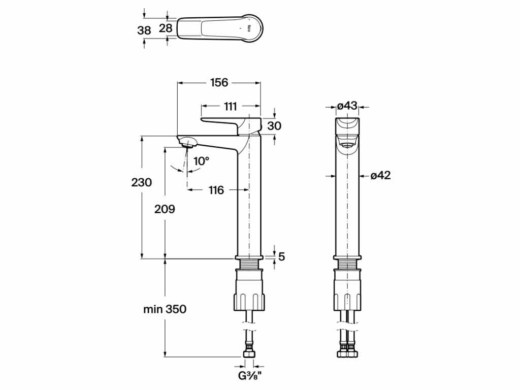 Roca - Monodin grifería para lavabo con caño alto y cuerpo liso, Cold Start, cromado A5A348GC00. - BricoandPool