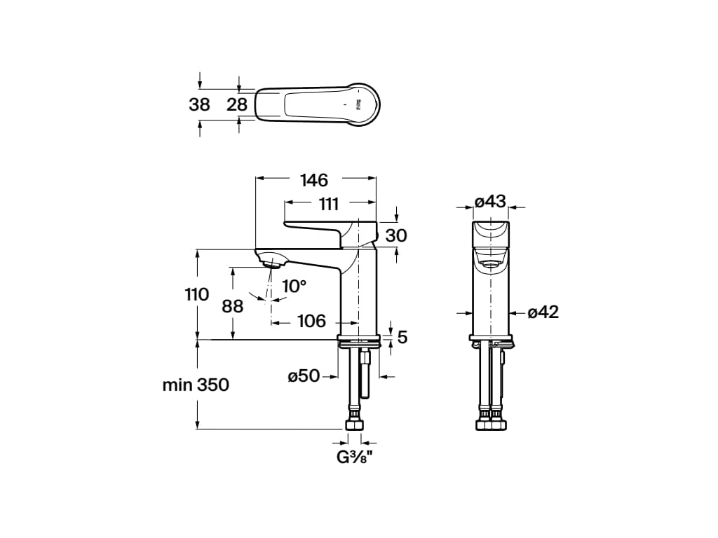 Roca - Monodin grifería para lavabo con cuerpo liso, Cold Start, cromado A5A328GC00. - BricoandPool