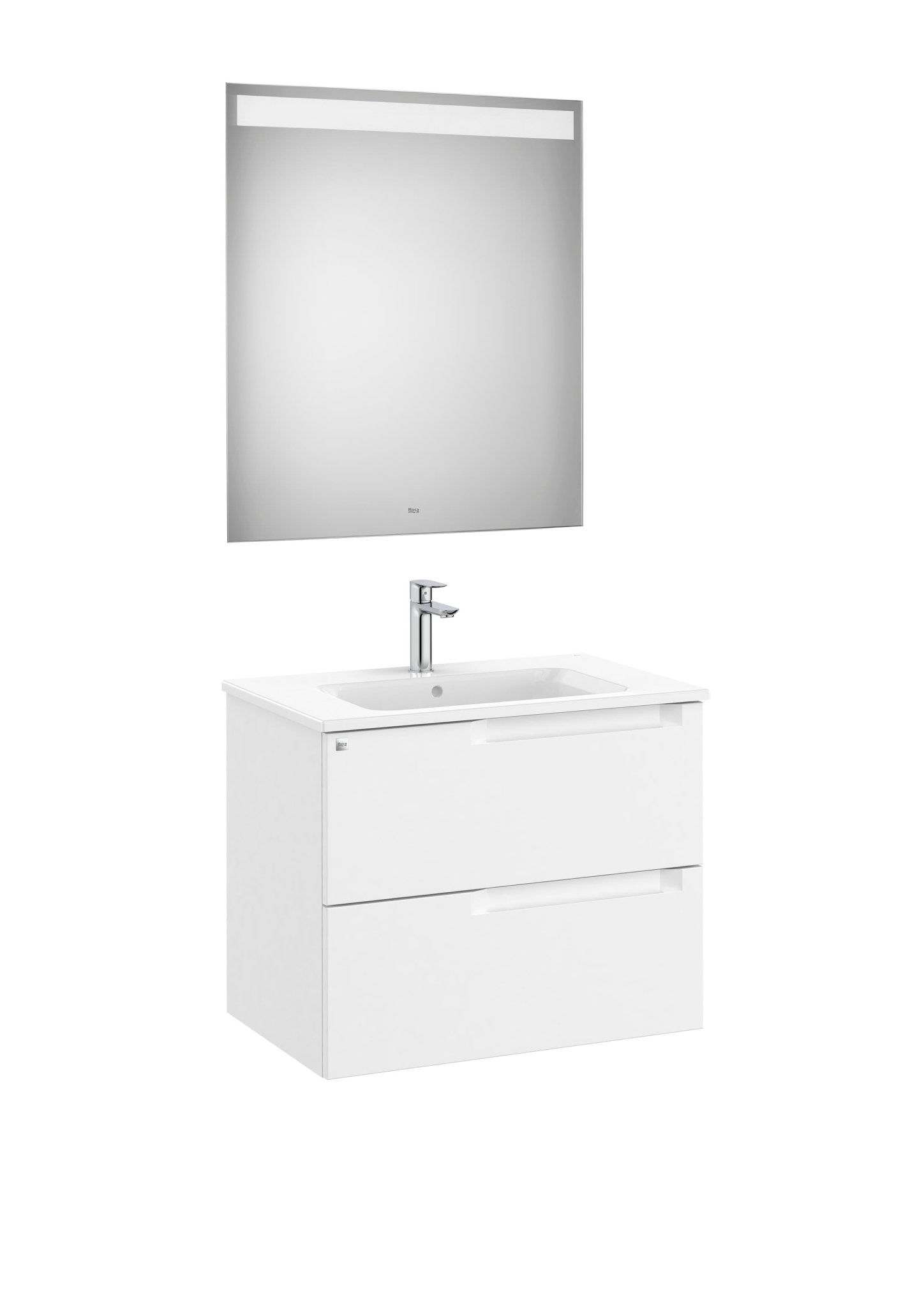 Roca - Mueble base Aleyda Pack de dos cajones, lavabo y espejo con luz LED - BricoandPool
