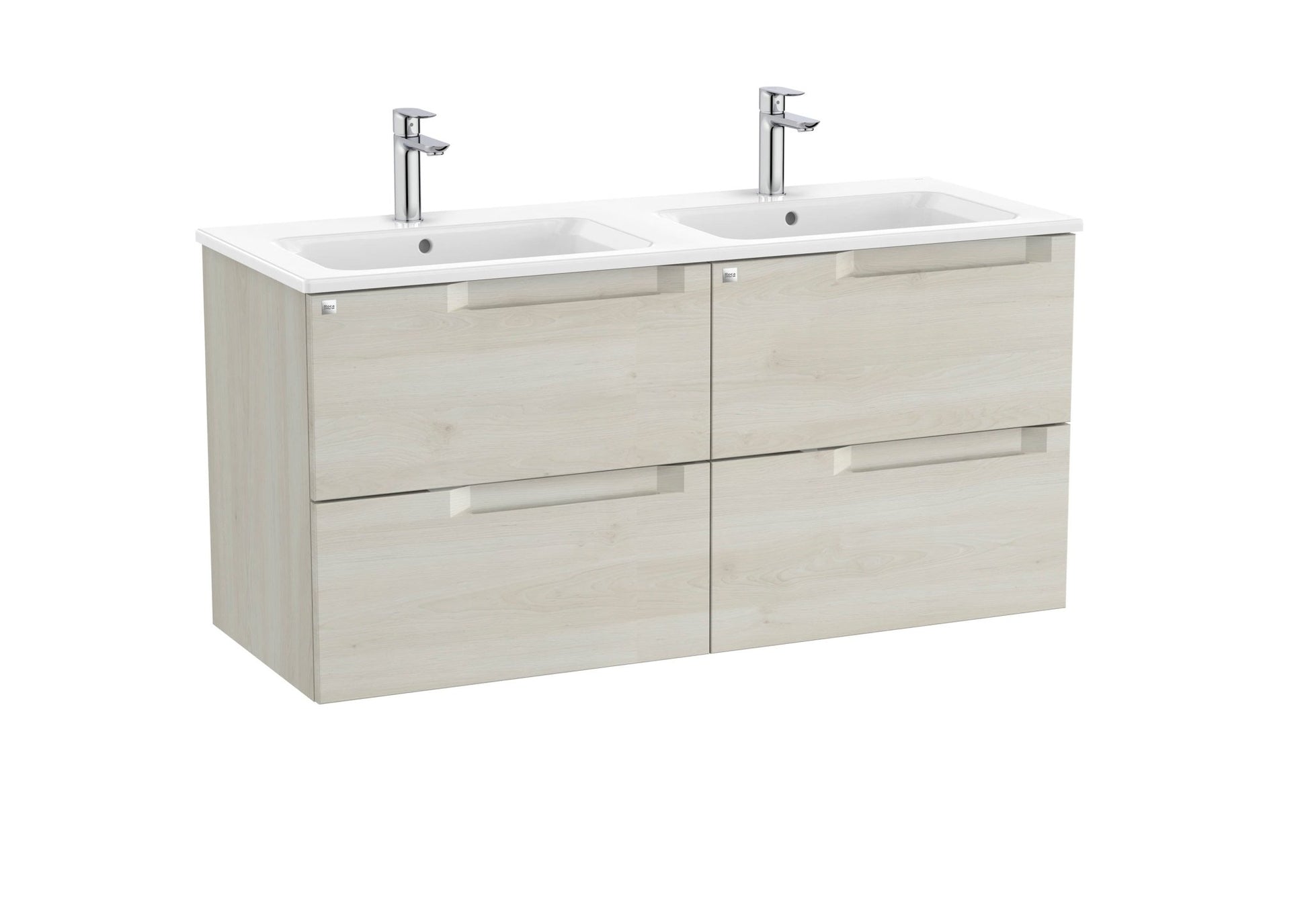 Roca - Mueble base Aleyda Unik de cuatro cajones y lavabo doble - BricoandPool