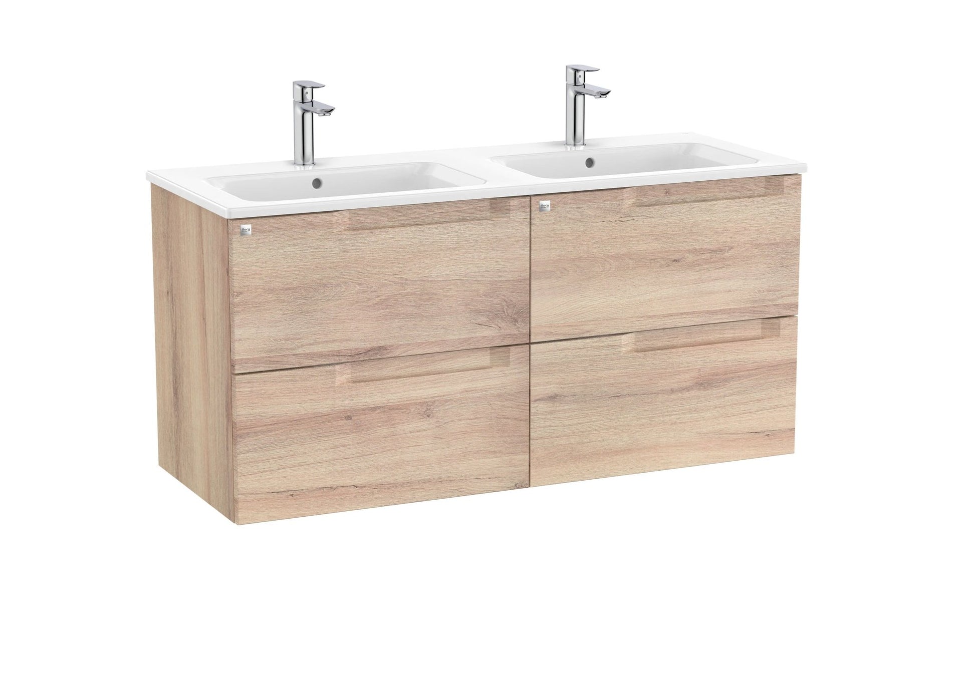 Roca - Mueble base Aleyda Unik de cuatro cajones y lavabo doble - BricoandPool