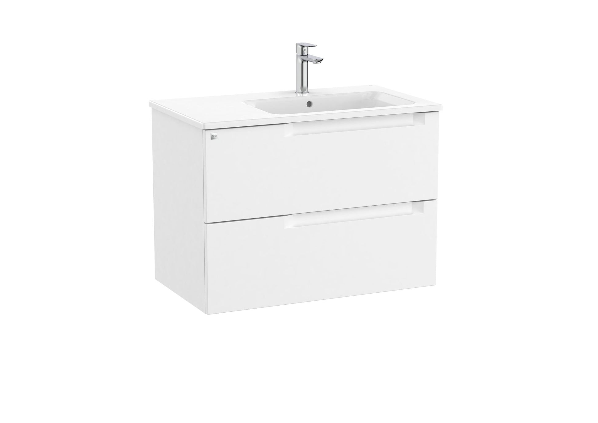 Roca - Mueble base Aleyda Unik de dos cajones y lavabo asimétrico con lavabo - BricoandPool