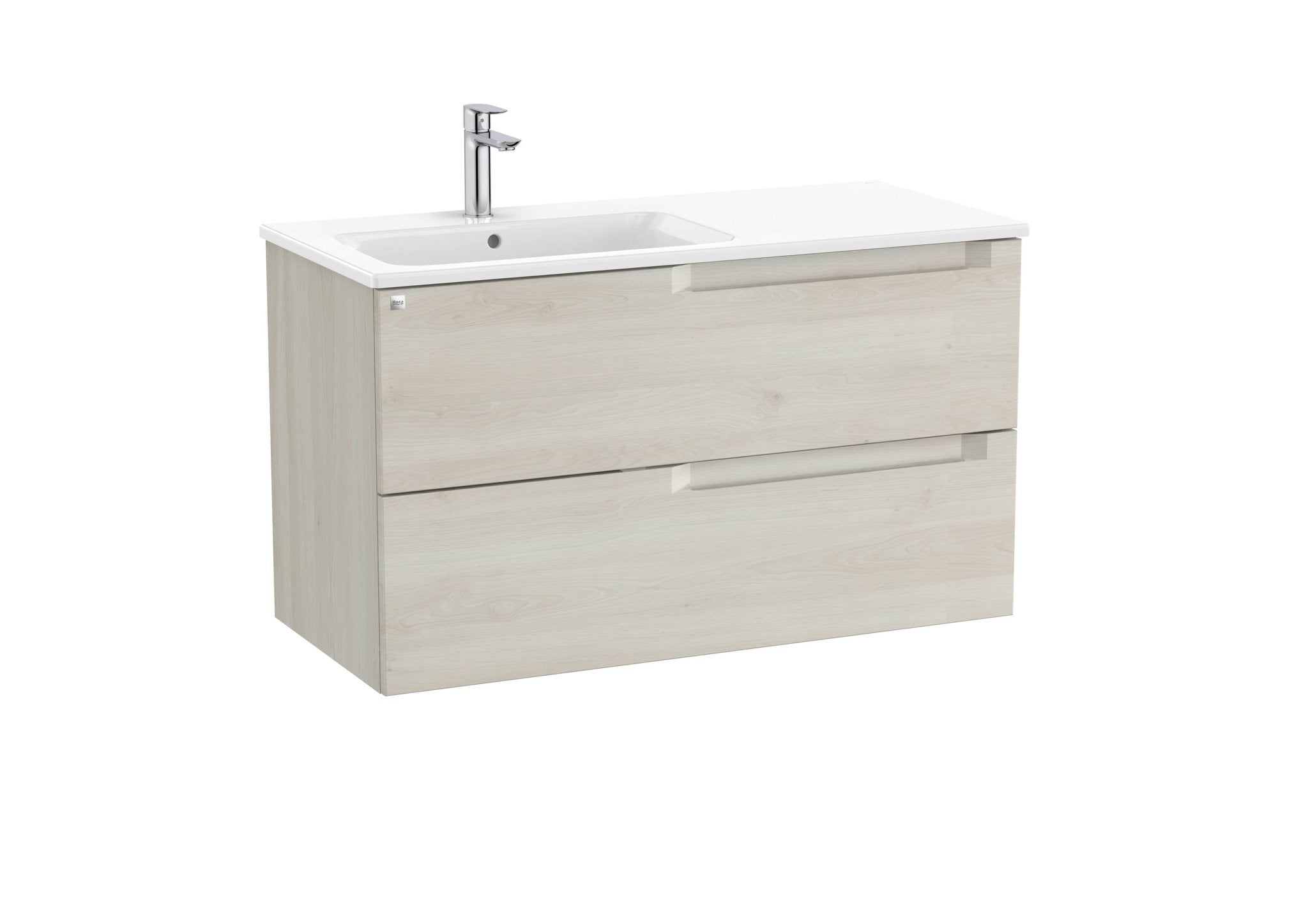 Roca - Mueble base Aleyda Unik de dos cajones y lavabo asimétrico con lavabo - BricoandPool