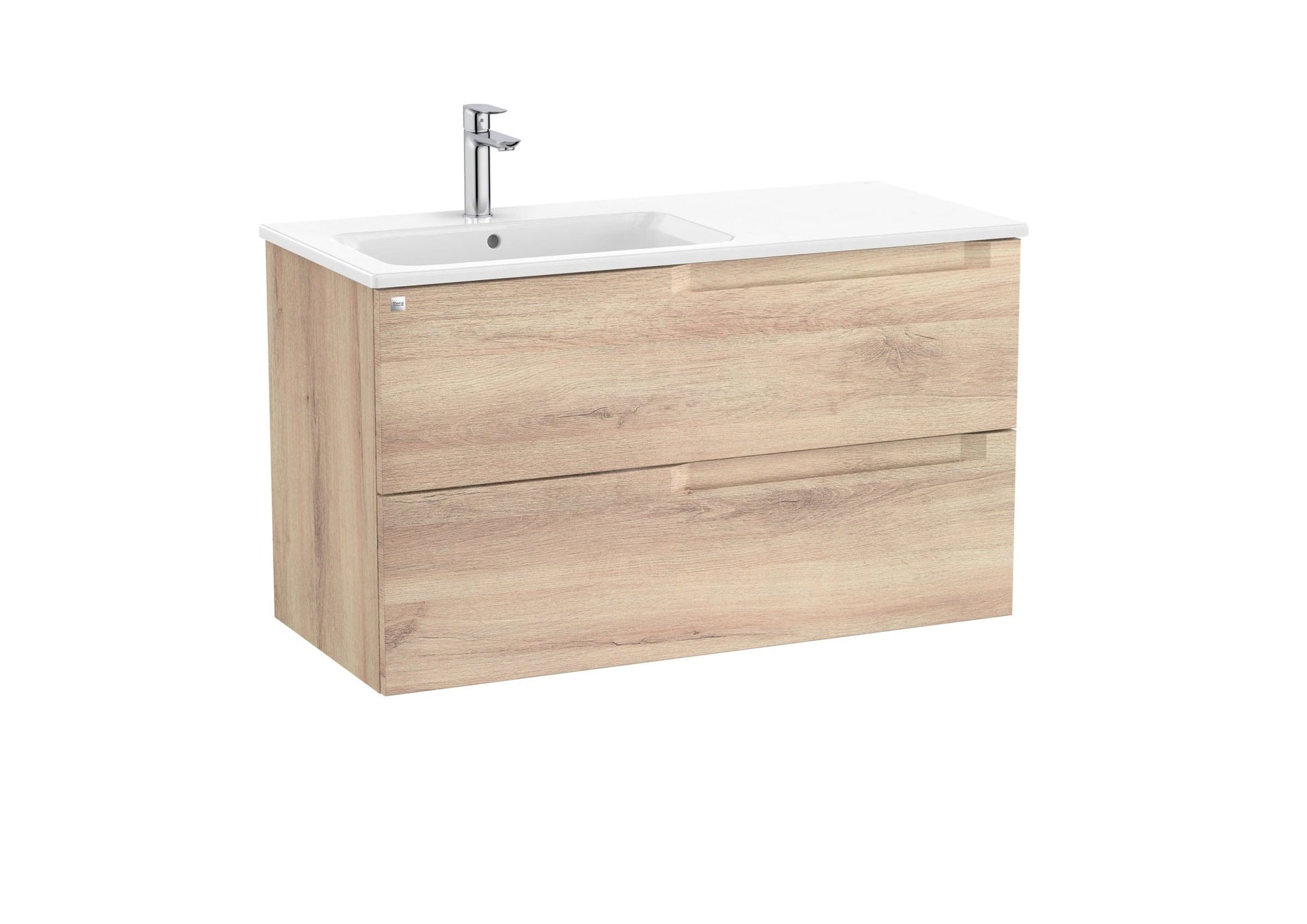 Roca - Mueble base Aleyda Unik de dos cajones y lavabo asimétrico con lavabo - BricoandPool