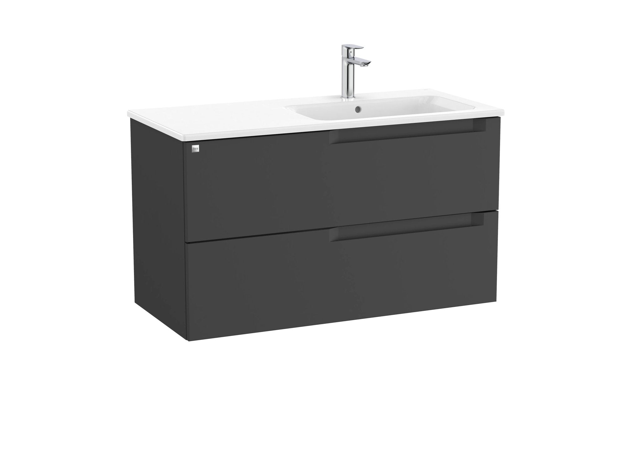 Roca - Mueble base Aleyda Unik de dos cajones y lavabo asimétrico con lavabo - BricoandPool