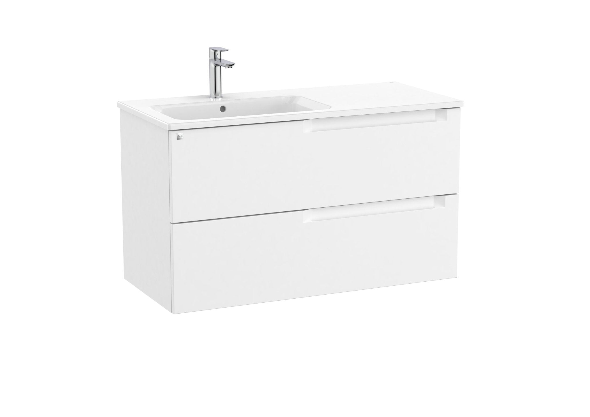 Roca - Mueble base Aleyda Unik de dos cajones y lavabo asimétrico con lavabo - BricoandPool