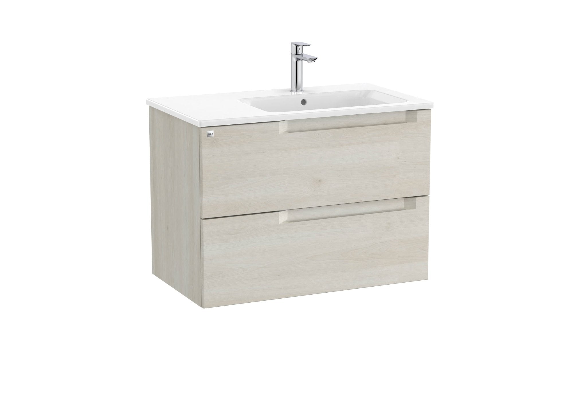 Roca - Mueble base Aleyda Unik de dos cajones y lavabo asimétrico con lavabo - BricoandPool