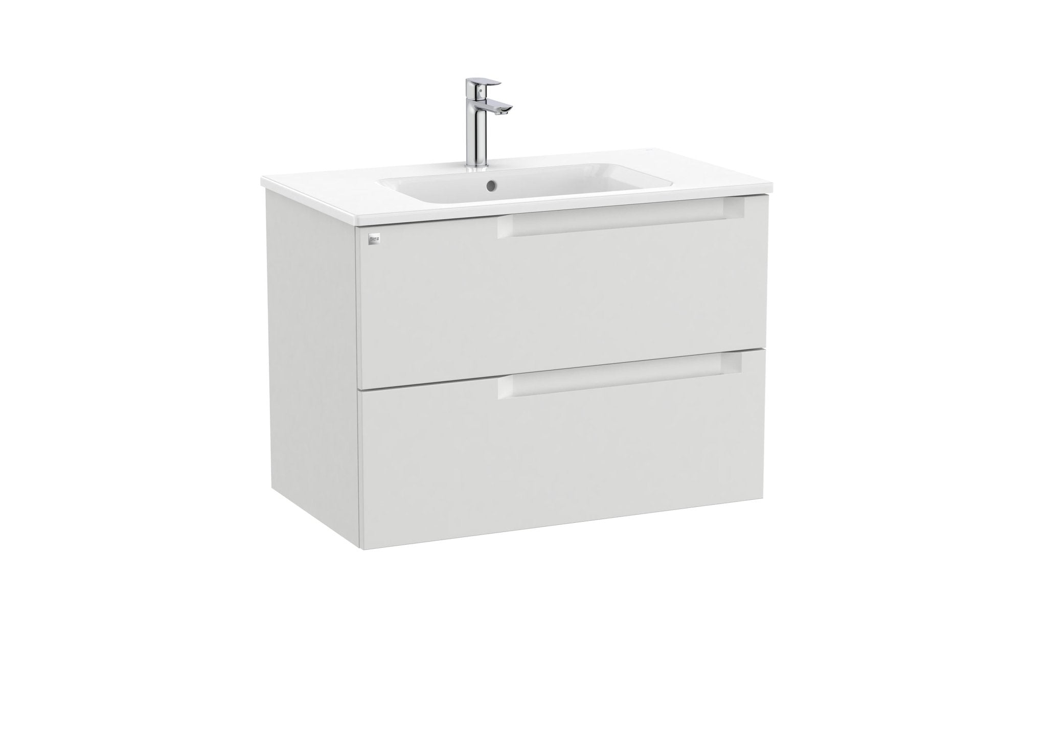 Roca - Mueble base Aleyda Unik de dos cajones y lavabo asimétrico con lavabo - BricoandPool