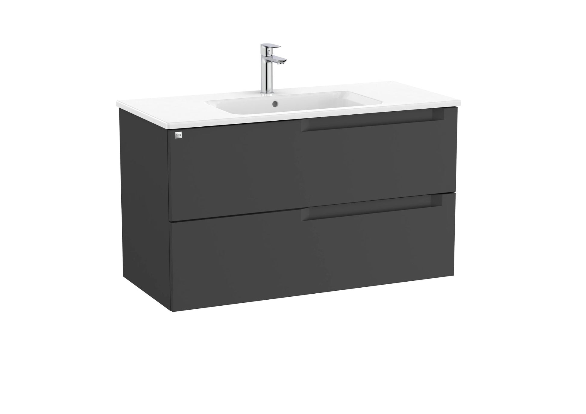 Roca - Mueble base Aleyda Unik de dos cajones y lavabo asimétrico con lavabo - BricoandPool