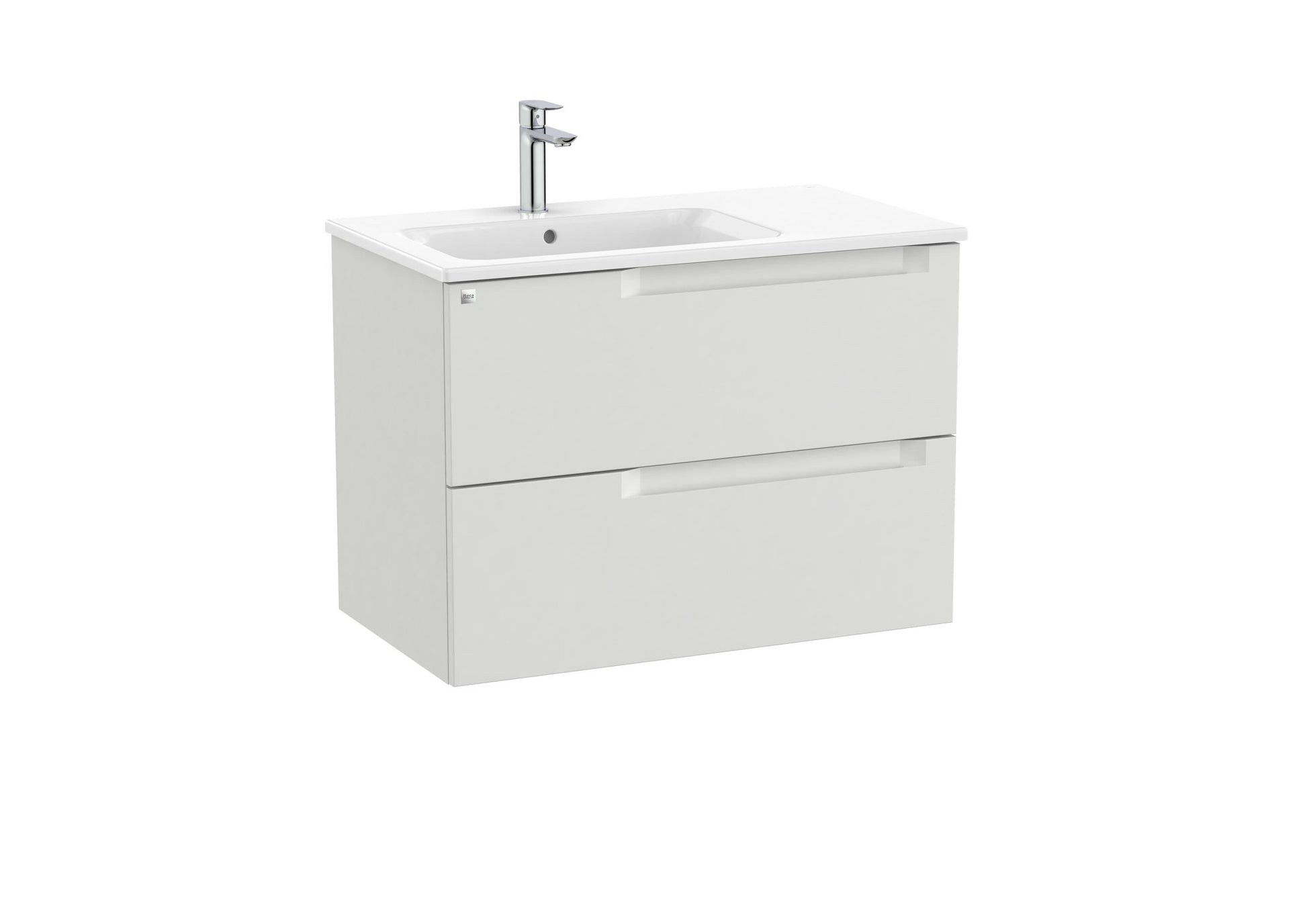 Roca - Mueble base Aleyda Unik de dos cajones y lavabo asimétrico con lavabo - BricoandPool