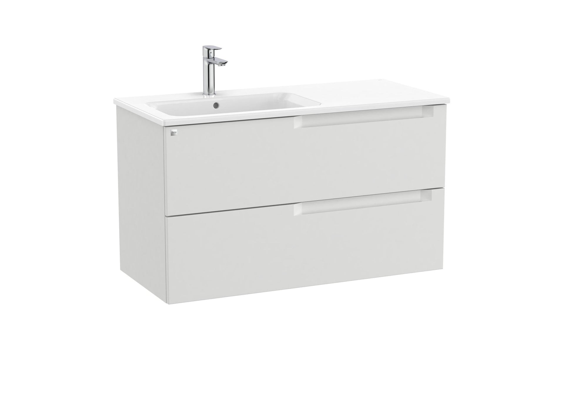 Roca - Mueble base Aleyda Unik de dos cajones y lavabo asimétrico con lavabo - BricoandPool