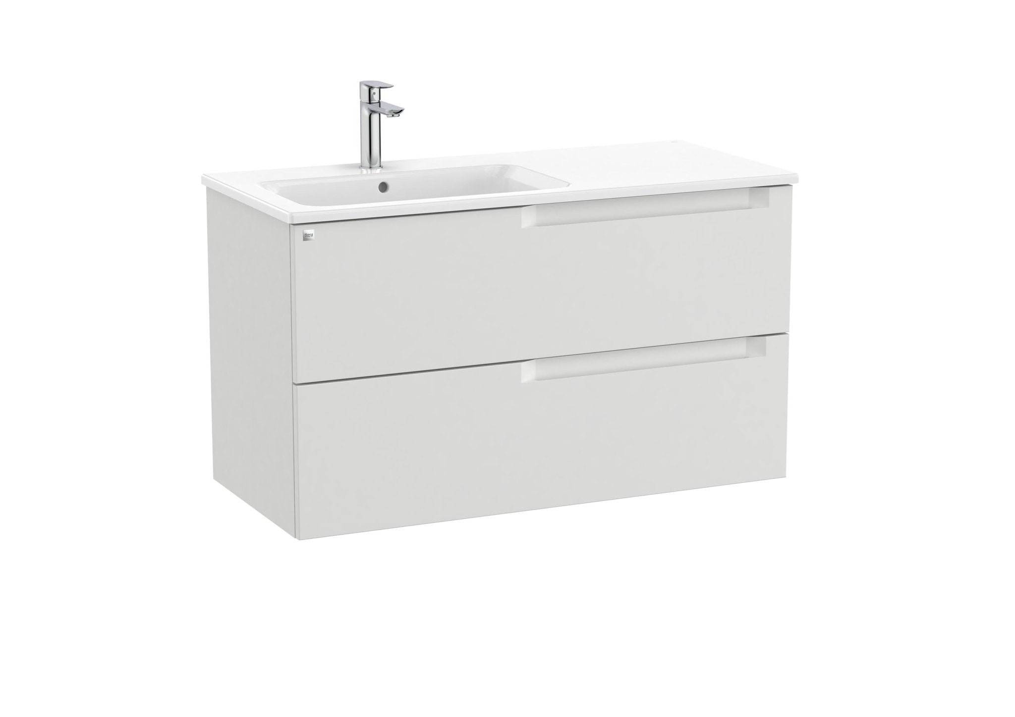 Roca - Mueble base Aleyda Unik de dos cajones y lavabo asimétrico con lavabo - BricoandPool