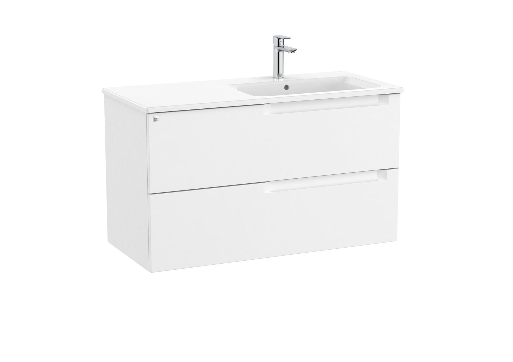 Roca - Mueble base Aleyda Unik de dos cajones y lavabo asimétrico con lavabo - BricoandPool