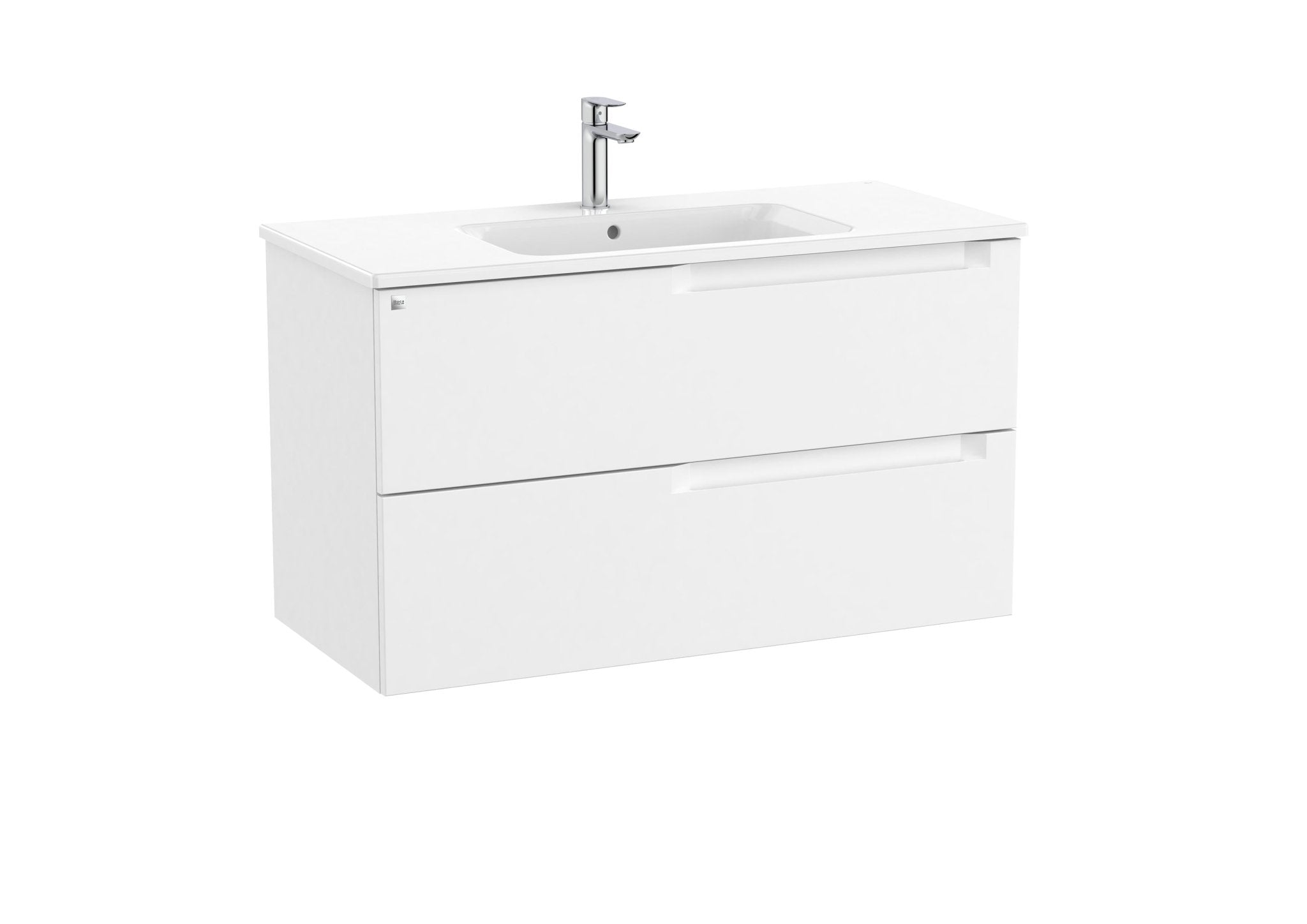 Roca - Mueble base Aleyda Unik de dos cajones y lavabo asimétrico con lavabo - BricoandPool