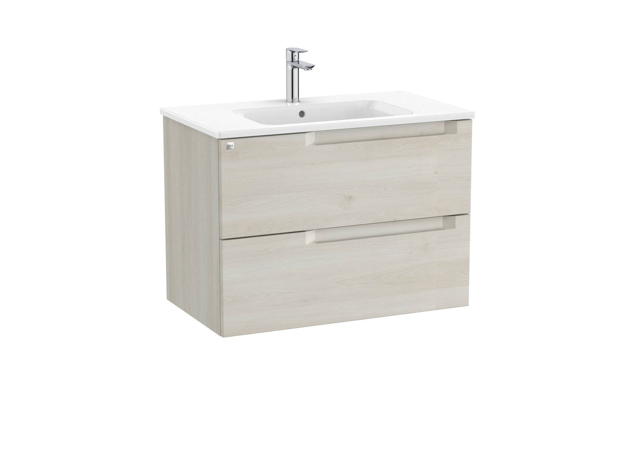Roca - Mueble base Aleyda Unik de dos cajones y lavabo asimétrico con lavabo - BricoandPool