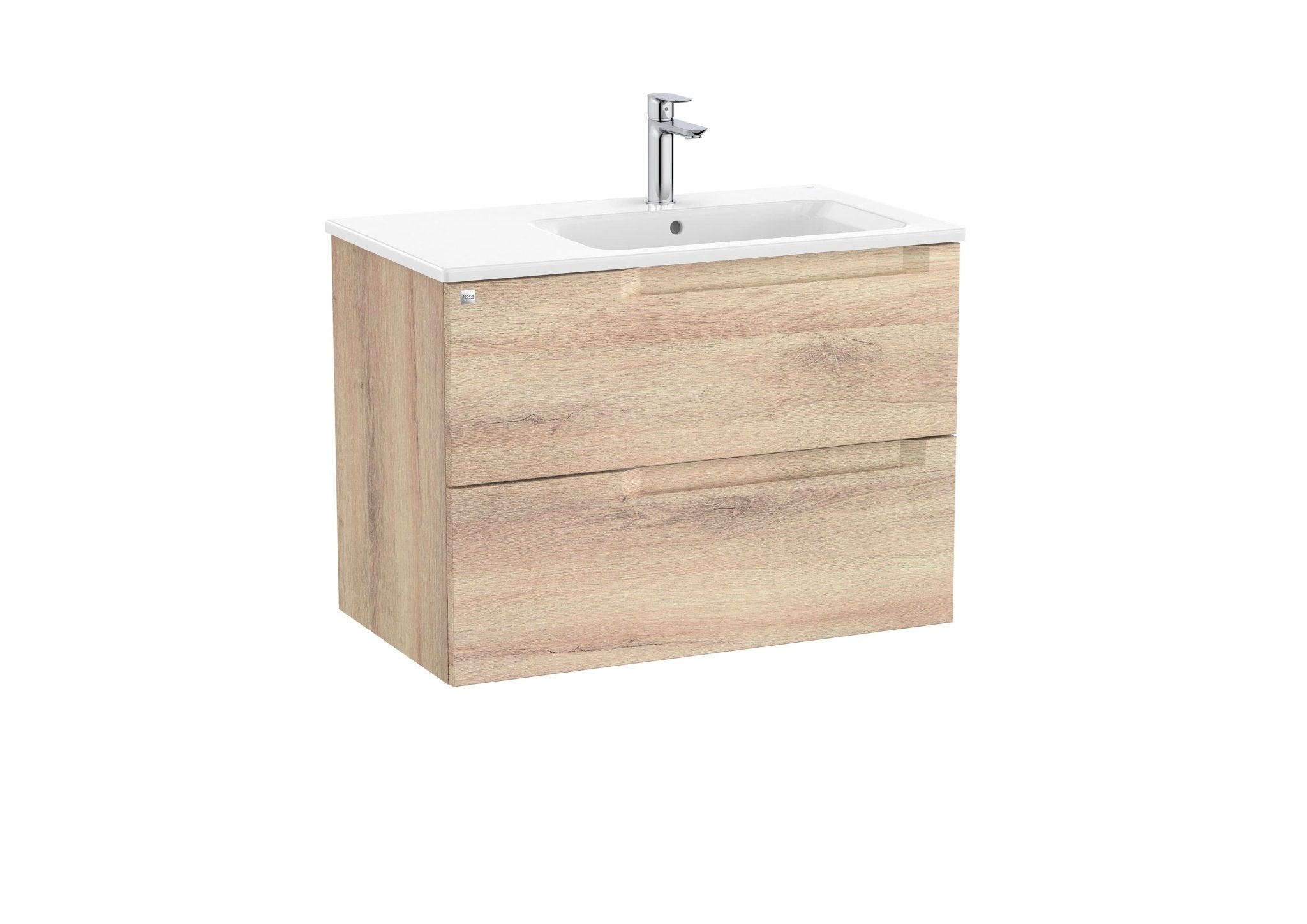 Roca - Mueble base Aleyda Unik de dos cajones y lavabo asimétrico con lavabo - BricoandPool